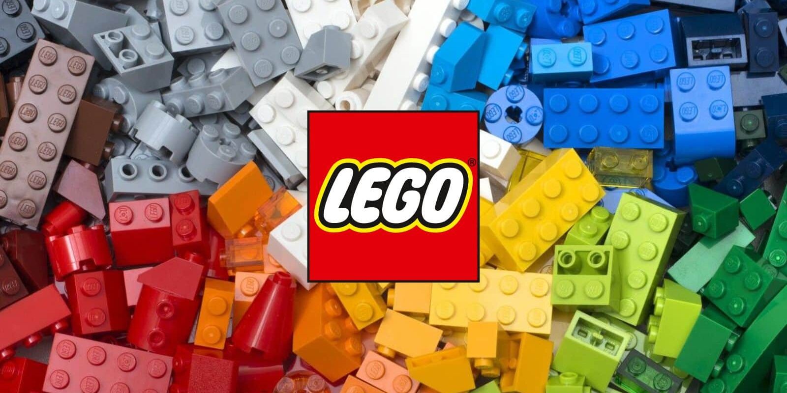 Lego logo with lego brics in the background